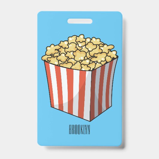 Popcorn cartoon illustratie badge (Voorzijde)