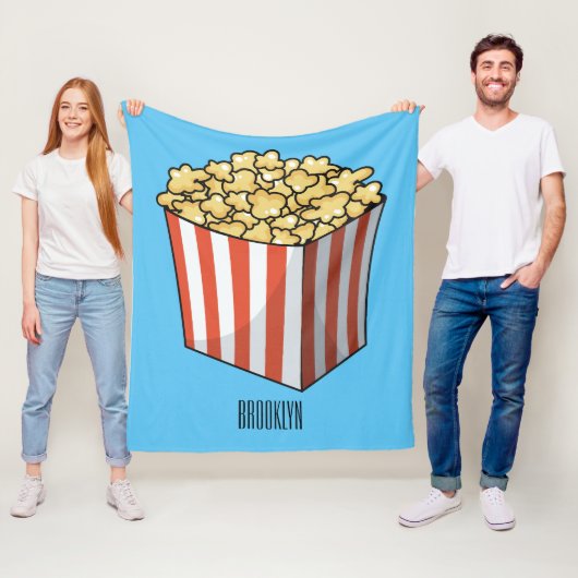 Popcorn cartoon illustratie fleece deken (In situ)