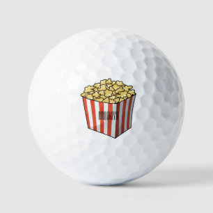 Popcorn cartoon illustratie golfballen