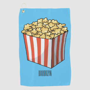 Popcorn cartoon illustratie golfhanddoek