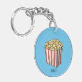 Popcorn cartoon illustratie sleutelhanger (Voorkant Links)