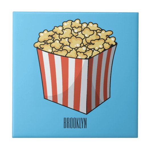 Popcorn cartoon illustratie tegeltje (Voorkant)