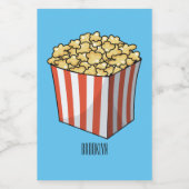 Popcorn cartoon illustratie voedselcontainer etiket (Enkel label)