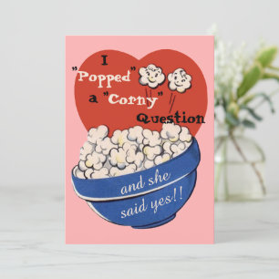 Popcorn Corny Vraag, Schattige Retro Bewaar de Dat Kaart