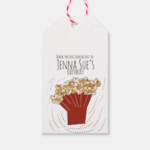 Popcorn Doodle Film Buitenfeest Verjaardag        Cadeaulabel