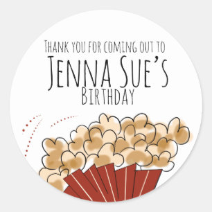 Popcorn Doodle Film Buitenfeest Verjaardag Ronde Sticker