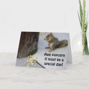 POPCORN EAT SQUIRREL BIRTHDAY GREETTES KAART