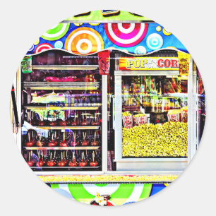 Popcorn en appelbeignets ronde sticker