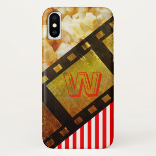 Popcorn en filmspoel film rood wit gestreept iPhone x hoesje