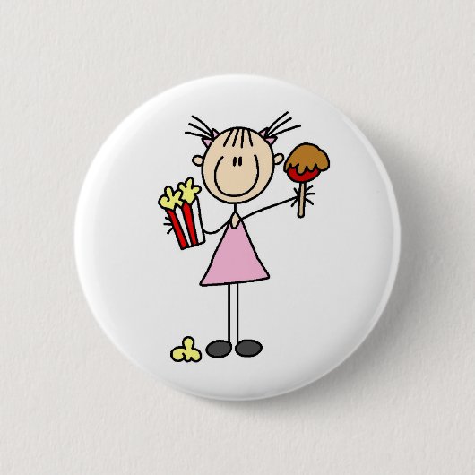 Popcorn en karamelappel op de faire Button (Voorkant)