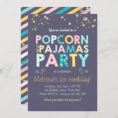 Popcorn et pyjamas invitation anniversaire Sleepov (Devant / Derrière)