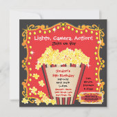 Popcorn et un film Invitation d'anniversaire (Devant)