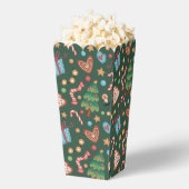 Popcorn Favor Gift Box Green Christmas Pattern Bedankdoosjes (Popped)
