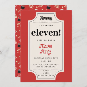 Popcorn Film Ticket Party Verjaardagsfeestje Thema Kaart