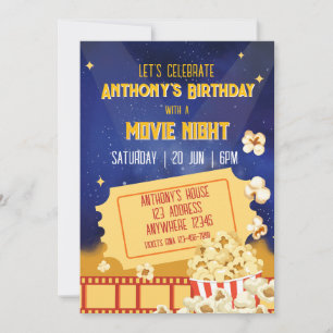 Popcorn & Filmavond Verjaardag Kaart