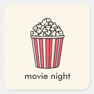 Popcorn filmavond vierkante sticker