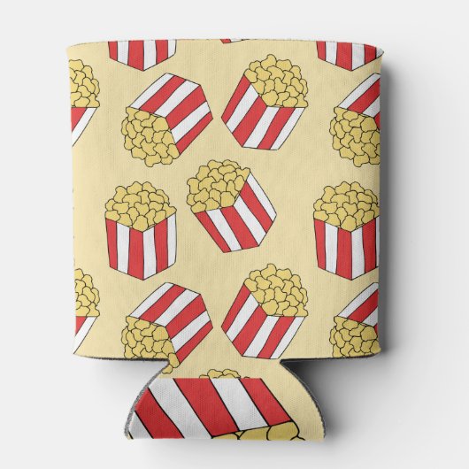 Popcorn hand getrokken, kleurrijk naadloos patroon blikjeskoeler (Achterkant)