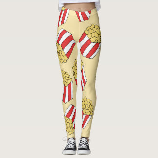 Popcorn hand getrokken, kleurrijk naadloos patroon leggings