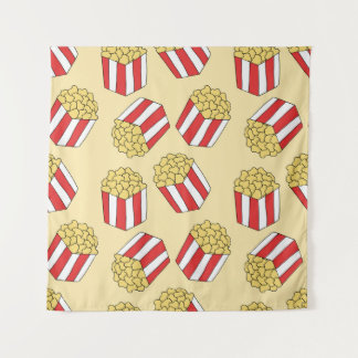 Popcorn hand getrokken, kleurrijk naadloos patroon wandkleed