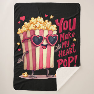 Popcorn Hart Pop Valentijnsontwerp Sherpa Deken