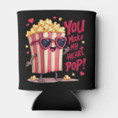 Popcorn Heart Pop Valentine Design Blikjeskoeler (Achterkant)
