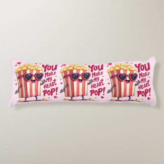 Popcorn Heart Pop Valentine Design Lichaamskussen (Voorkant)