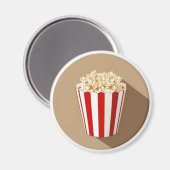 Popcorn in een bruine cirkel achtergrond magneet (Voorkant / Achterkant)