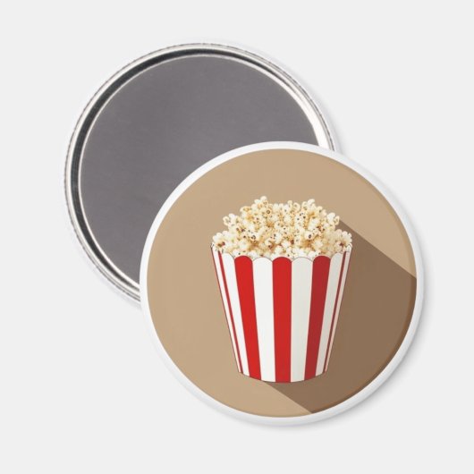 Popcorn in een bruine cirkel achtergrond magneet (Voorkant / Achterkant)