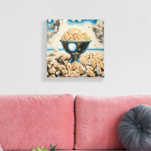Popcorn in een zilveren schaal canvas afdruk (Insitu (Woonkamer))