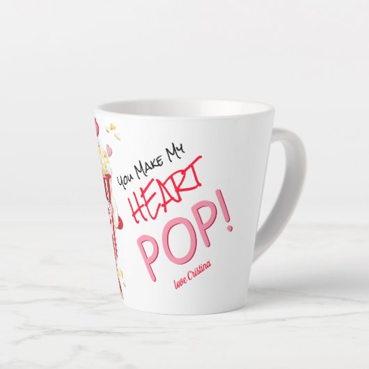 Popcorn Love Funny Pun Latte Mok (Rechterhoek)