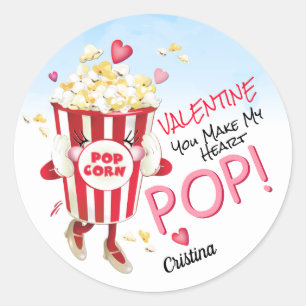 Popcorn Love Funny Ronde Sticker