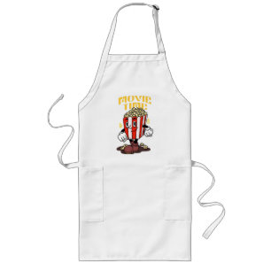 Popcorn Mascotte Cartoon Lang Schort