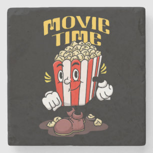 Popcorn Mascotte Cartoon Stenen Onderzetter