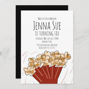 Popcorn Movie Outdoor Party Birthday Invitation Kaart