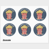Popcorn Navy Blauw en Wit Ronde Sticker (Vel)