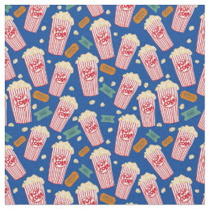 Popcorn Pattern Night Theater Fun White Stof
