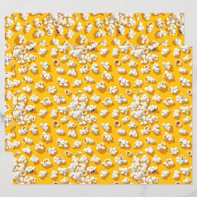 Popcorn Pattern Yellow Background Scrapbook Paper (Voorkant / Achterkant)