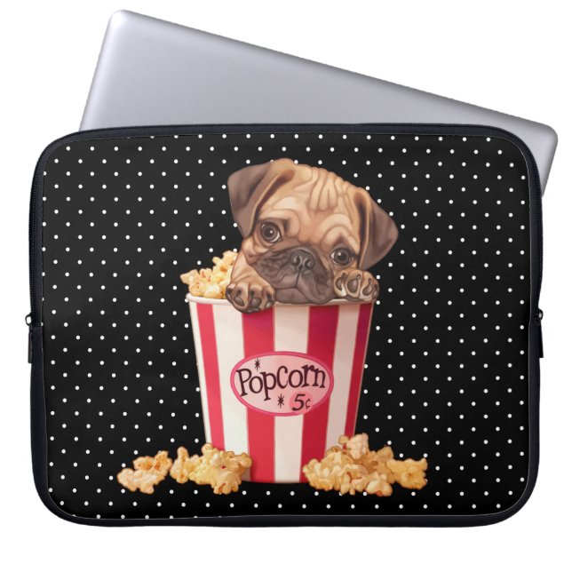 Popcorn Pug Laptop Sleeve (Voorkant)