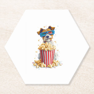Popcorn Pup - Film Night Dog Kartonnen Onderzetters