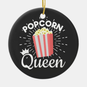 Popcorn Queen Women Girls Movie Popcorn Lover T-Sh Keramisch Ornament
