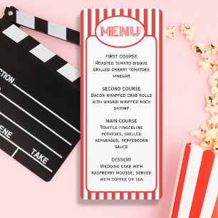 Popcorn Red en White Striped Movie Theme Party Menu