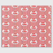 Popcorn Red Stripe, gepersonaliseerd Cadeaupapier (Vlak)