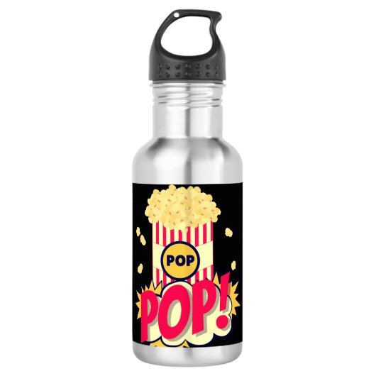 Popcorn Retro Funny Waterfles (Voorkant)