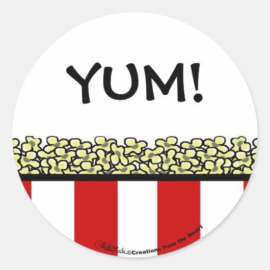 Popcorn Ronde Sticker (Voorkant)