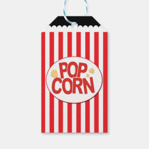 Popcorn Rood & Wit Streep Filmfeest Cadeaulabel