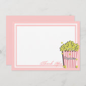 Popcorn Roze Flat Kaart Dank u (Voorkant / Achterkant)