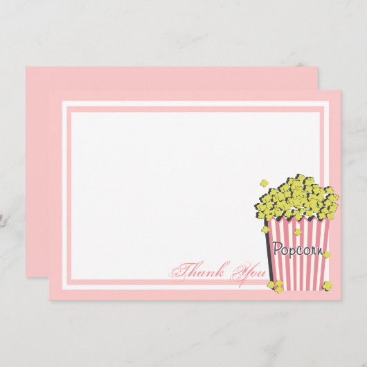 Popcorn Roze Flat Kaart Dank u (Voorkant / Achterkant)