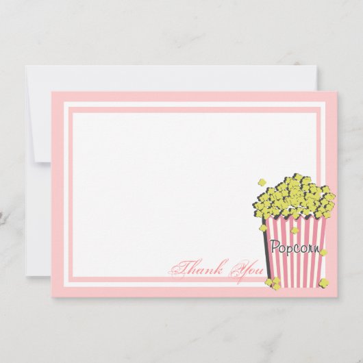 Popcorn Roze Flat Kaart Dank u (Voorkant)