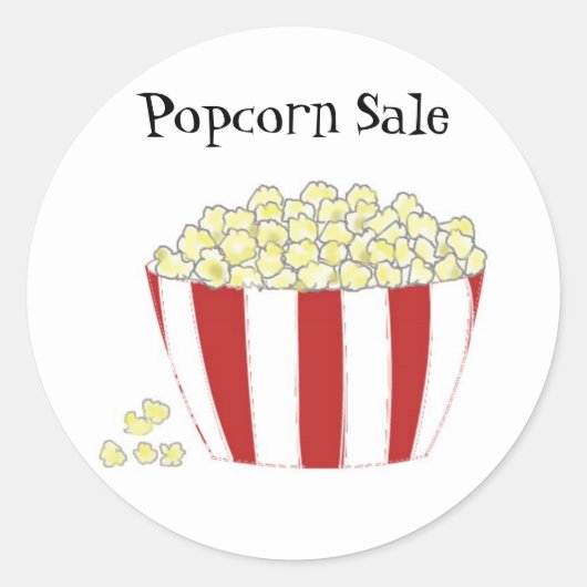 Popcorn Sale Ronde Sticker (Voorkant)