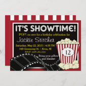 Popcorn "Showtime" uitnodiging (Voorkant / Achterkant)
